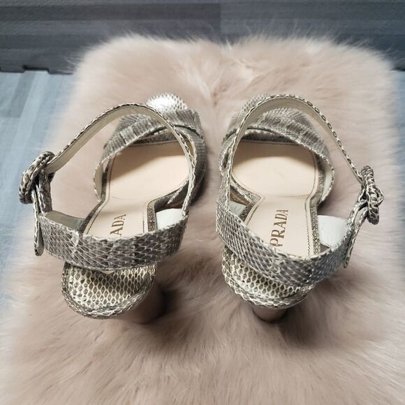 Prada Crisscross Snakeskin Sandal - Picture 3 of 6
